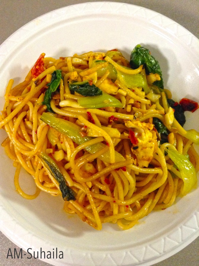 My last night's dinner of a quick Asian Spaghetti 
