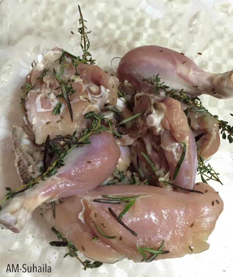 Chicken all cleaned and marinated